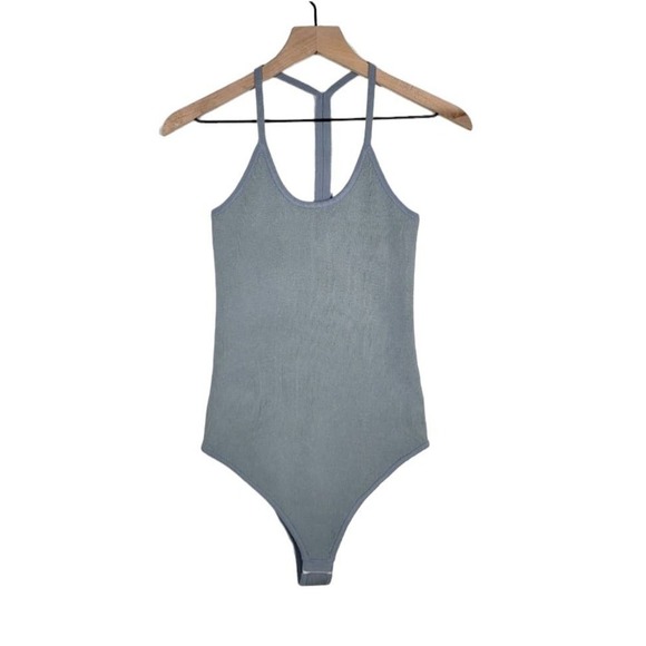Wayf 98 Alicia T-Strap Sweater Knit Bodysuit M Blue - Picture 4 of 13